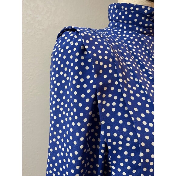 Talbots Women’s Vintage Stand Collar Polka Dot Midi Dress size 8 Pleated Modest - Picture 12 of 13
